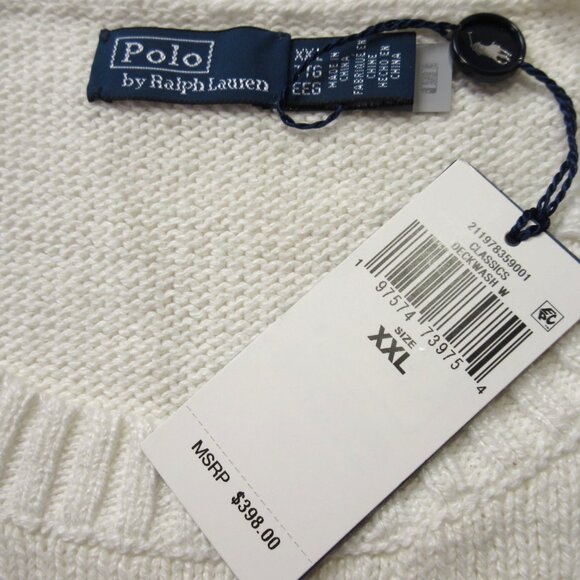NWT Polo Ralph Lauren Women's Polo Bear Flag Linen-Cotton Crewneck Sweater XXL - Picture 5 of 8